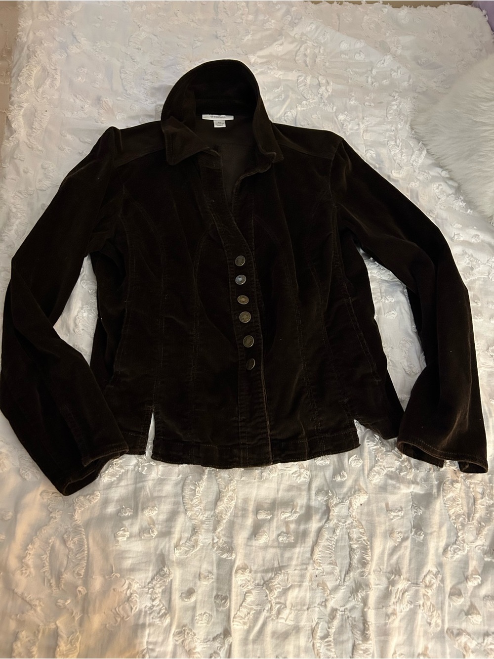 Dress Barn Women's Dark Brown Velvet Button-Front Jacket